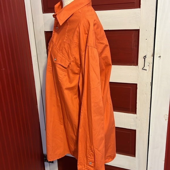 Roper Ranch Wear Orange Western Ling Sleeve Shirt Pearl Snaps L - Picture 3 of 9